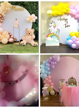 Laeacco White Solid Color Circle Round Backgrounds Wedding B