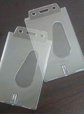 10x6cm Vertical Hard Plastic Badge Holder Double Card ID Tra