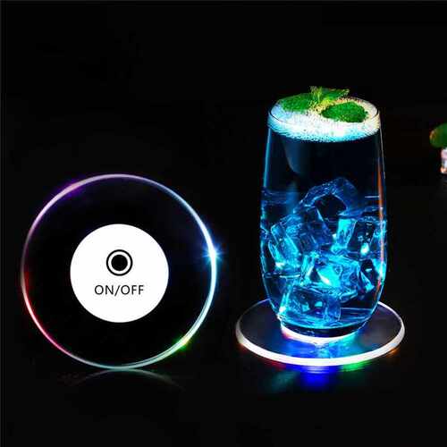 5Pcs 10CM Acrylic LED Flashing Coasters Light p Cocktail Win