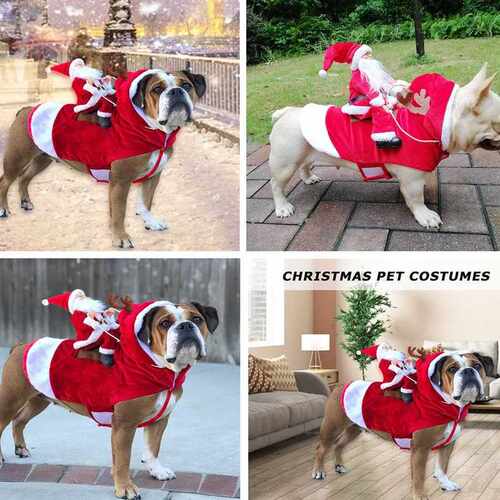 Christmas Dog Clothes For Small Dogs Santa Claus Riding a De