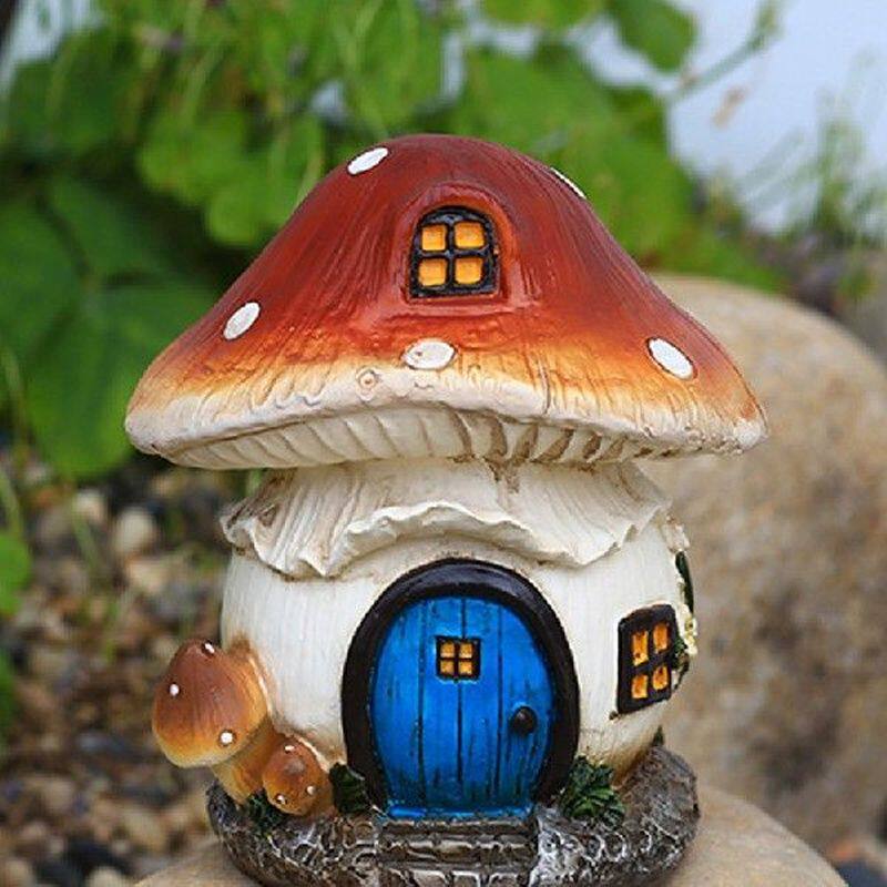 Fairy Garden Ornament Resin Elf Mushroom House Statue Home图片