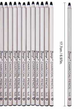 Bianyo Quality 12Pcs Soft Charcoal Pencil Set Wood Black Ar