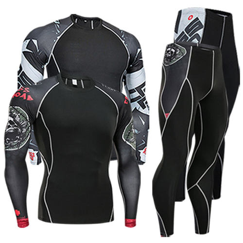 men's clothing compression men t-shirt + leggings ra