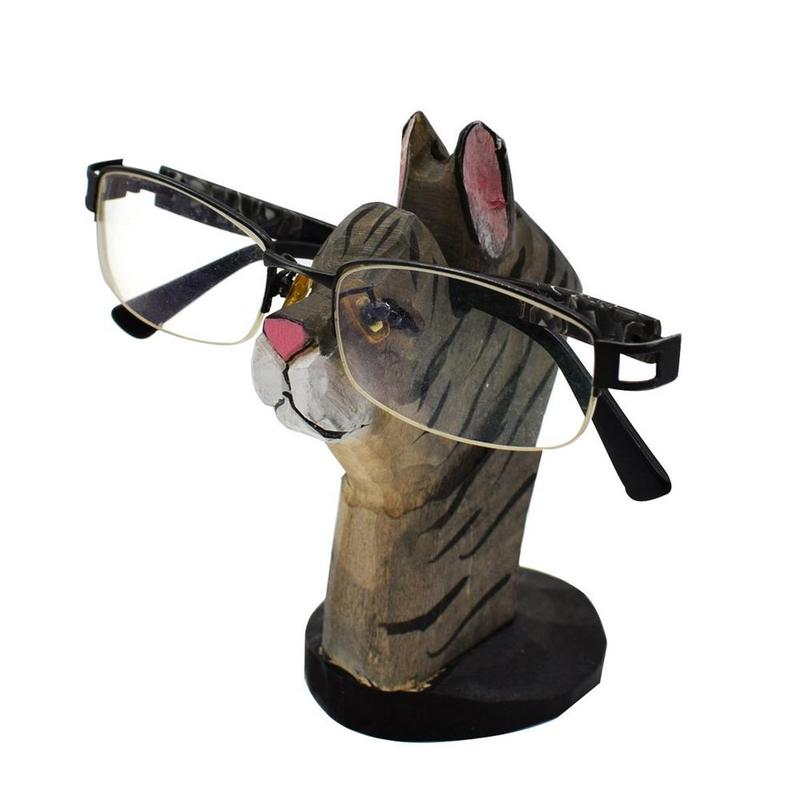 Glasses Holder Stand Funny Cat Sunglasses Holder Wooden图片