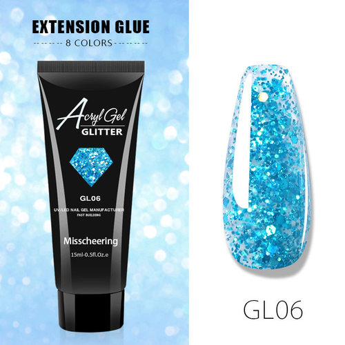 Blue Glitter Acrylic Nail Gel 15ml Quick Building Set DIY