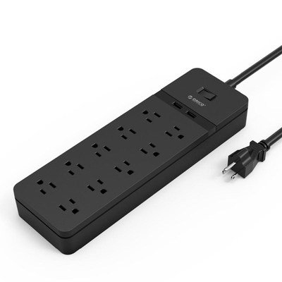 US Plug Electrical Socket Power Strip 8AC Outlets 2 USB Port