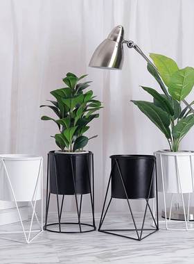 Flower-Pot Desktop-Planters Balcony Home-Decoration Metal Cr