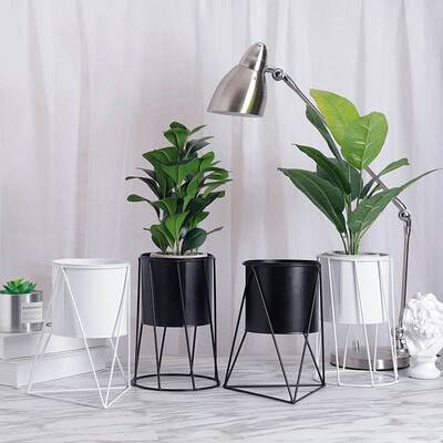Flower-Pot Desktop-Planters Balcony Home-Decoration Metal Cr