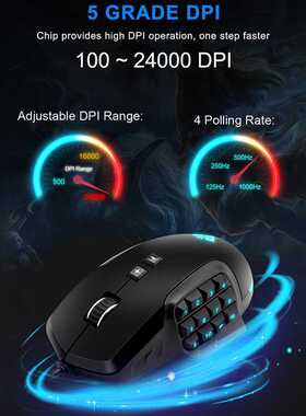 USB RGB Wired Gaming Mouse 24000 DPI 16 Buttons Programmable
