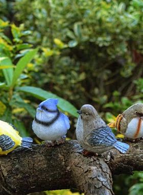6 Pcs Garden Statue Magpie Birds Decor Decoration Miniature