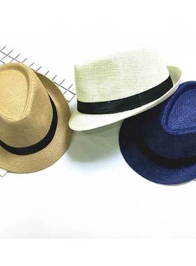 Children Sunhat Kids Summer Beach Straw Hat Jazz Panama Tril