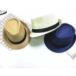 Children Sunhat Kids Summer Beach Straw Hat Jazz Panama Tril
