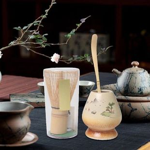 3Pcs Traditional Matcha Set with Tea Spoon Handmade Bamboo
