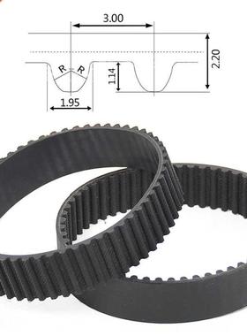 1Pcs S3M-123 To S3M-180 Black Rubber Close Loop Timing Belt