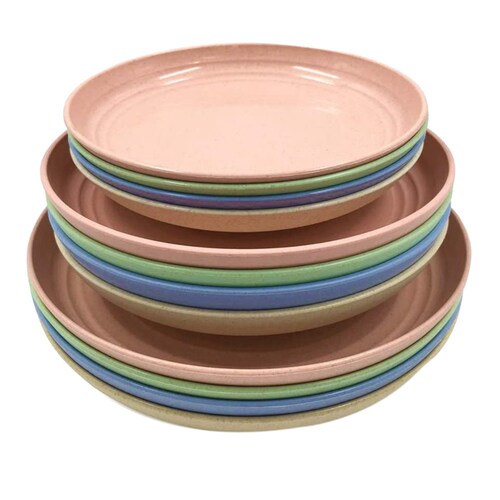 12 Pack Wheat Straw Plates Set,Dinner Dishes, Dinner Plate,