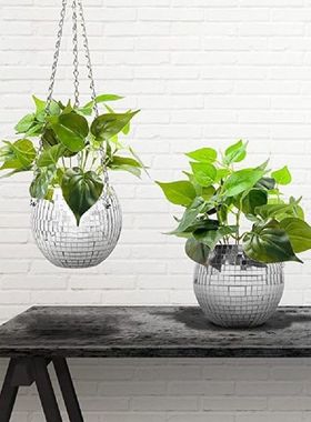 Mirror Ball Hanging Flower Pot for Indoor Plants Boho