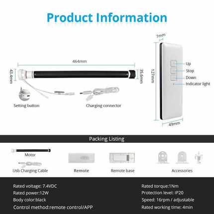 Tuya Zigbee 3.0 Roller Shade Motor with Battery For 38mm Tub