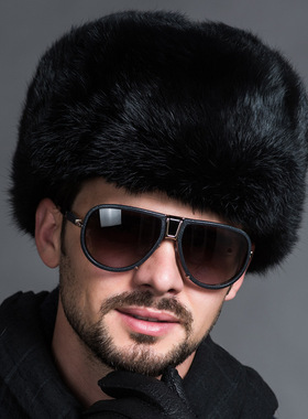 Russian Male Men's Warm Fur Bomber Hats Solid Thicke
