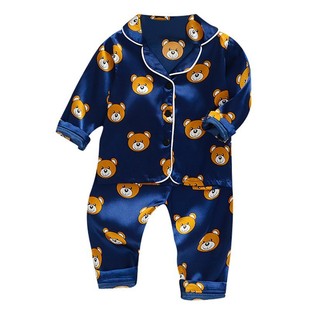Toddler Silk Satin Pajamas Pyjamas Set Baby Sleepwear Pijama