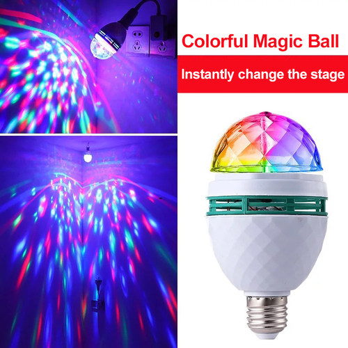 3W E27 LED Crystal Stage Light Rotating DJ Party Light Bulb