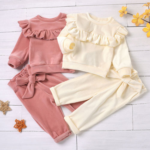 Winter Warm Toddler Baby Girls Smooth Velvet Outfits Sets Ro