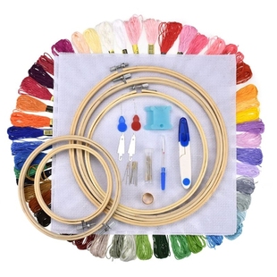 100 Colors Magic Embroidery Pen Needle Hoop Set Kit Thread