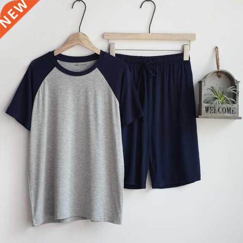 Modal summer pajamas for men thin section loose short sleeve
