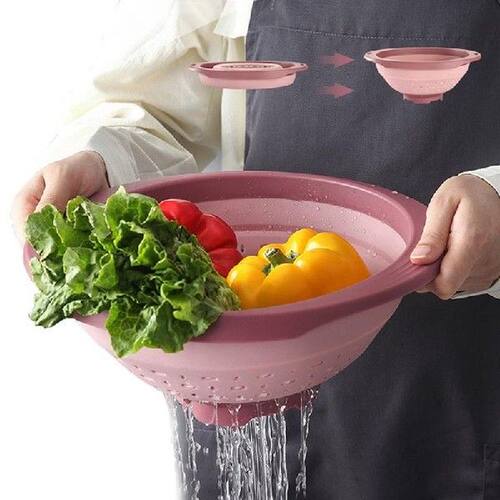 oldable Silicone Colander Fruit Vegetable Washing Basket