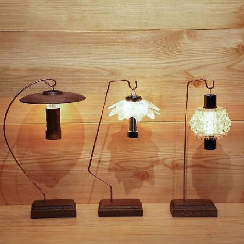 Camping Table Desktop Light Stand Walnut Base Solid Copper