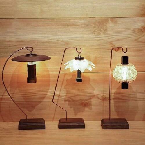 Camping Table Desktop Light Stand Walnut Base Solid Copper