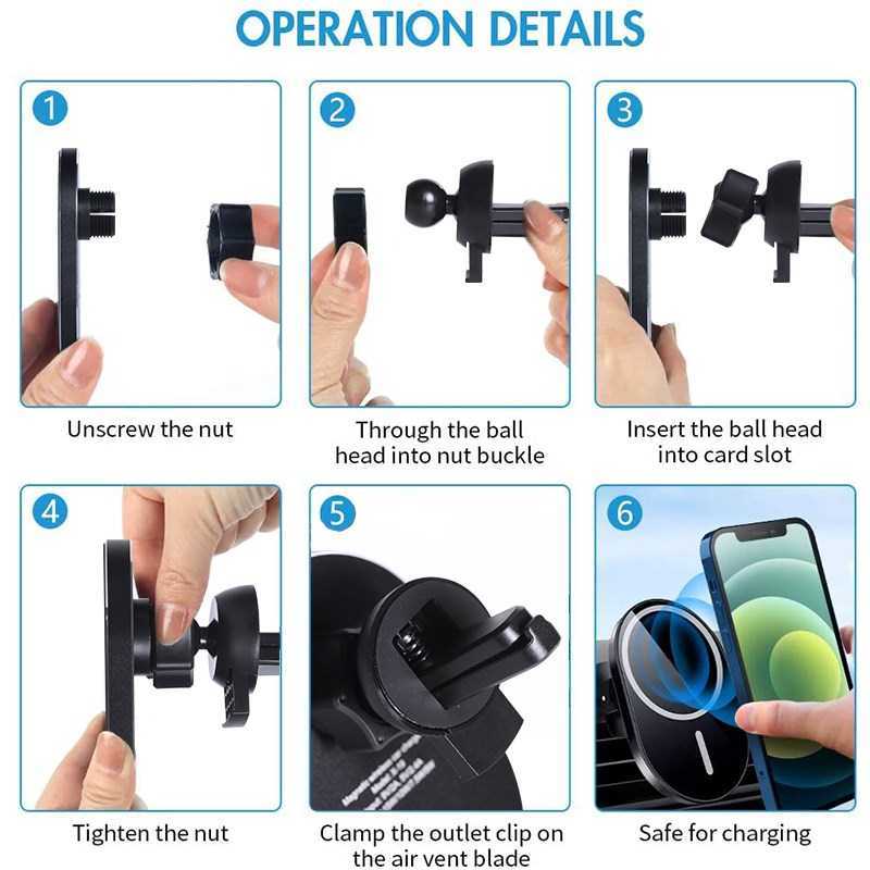 15W Qi Magnetic Wireless Car Charger Air Vent Mount For iPho