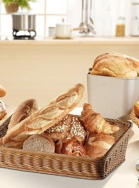 Handwoven Rattan Storage Box Baskets Square Wicker Tray