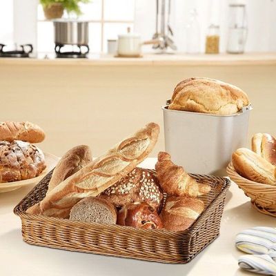 Handwoven Rattan Storage Box Baskets Square Wicker Tray