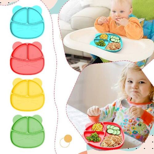 Cute Dinosaur Plates Baby Utensils Silicone Plate Silicone