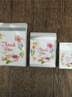 100pcs Thank You Flower Pattern Self Adhesive DIY Cookie