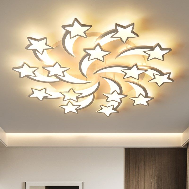modern led chandelier with remote control white star hanging