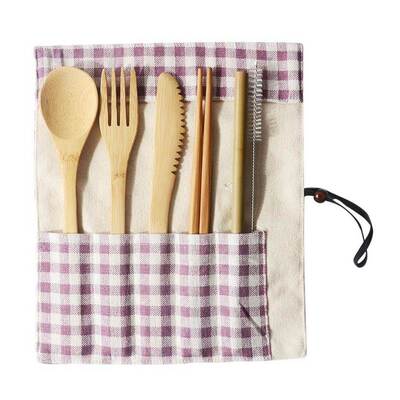 Travel-Cutlery-Set Bamboo Zero-Waste Utensils Wooden Eco-Fri