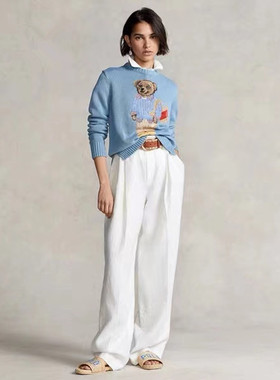 Cartoon RL Bear Sweater Women Winter Clothing Fashion Long S