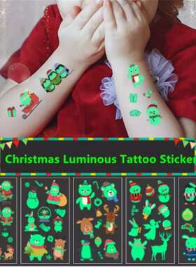 1pcs Merry Christmas 2021 New Year Santa Claus Luminous Tatt