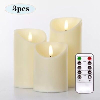 3Pcs/Set Remote Control LED Flameless Candles Battery