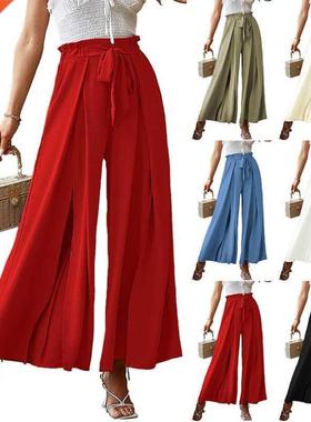 Casual Bow Sashes Folds Solid Pants Spring Summer 2022 Setwe