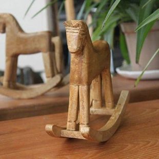 Wood Rocking Horse Figurine Animal Furnishing Articles