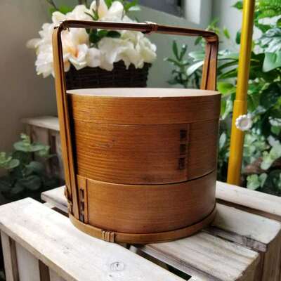 Japanese style lacquer double deck portable lunch box