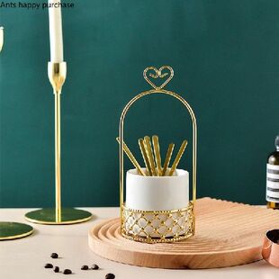Metal Ceramic Storage Tank Fruit Fork Fruit Sign Dessert