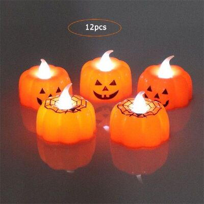 12pcs Pumpkin Candle Light Halloween Decoration Lantern