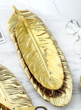 Luxury Ceramic Platter Storage Tray with Glod Rim Green