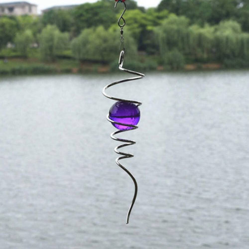 Crystal Glass Ball Wind Chimes Spiral Tail Wind Runner Indoo