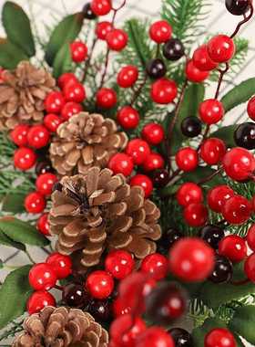 1pc Christmas Rattan Wreath Pine Natural Branches Berries&am