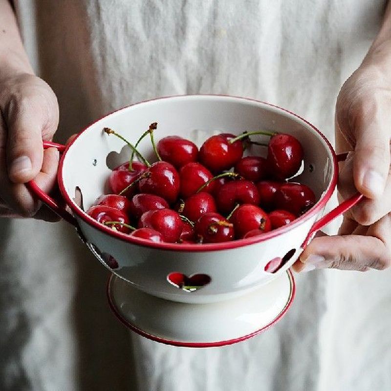 6 Types Floral Retro Table Fruit Plates Drain Basket for