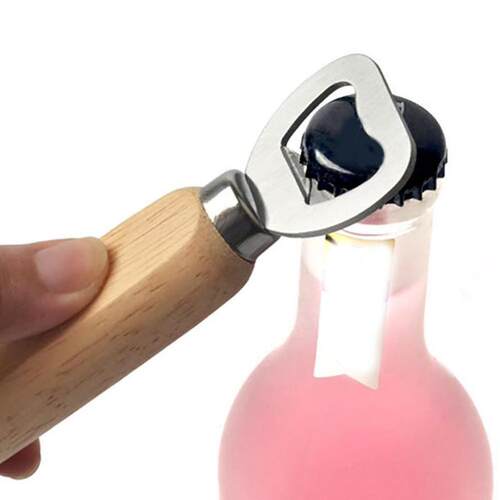 1pc Handheld Bartender Bottle Opener Wooden Handle Wine